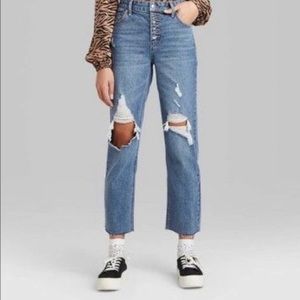 Wild fable distressed high waist straight leg ankle jeans 16W